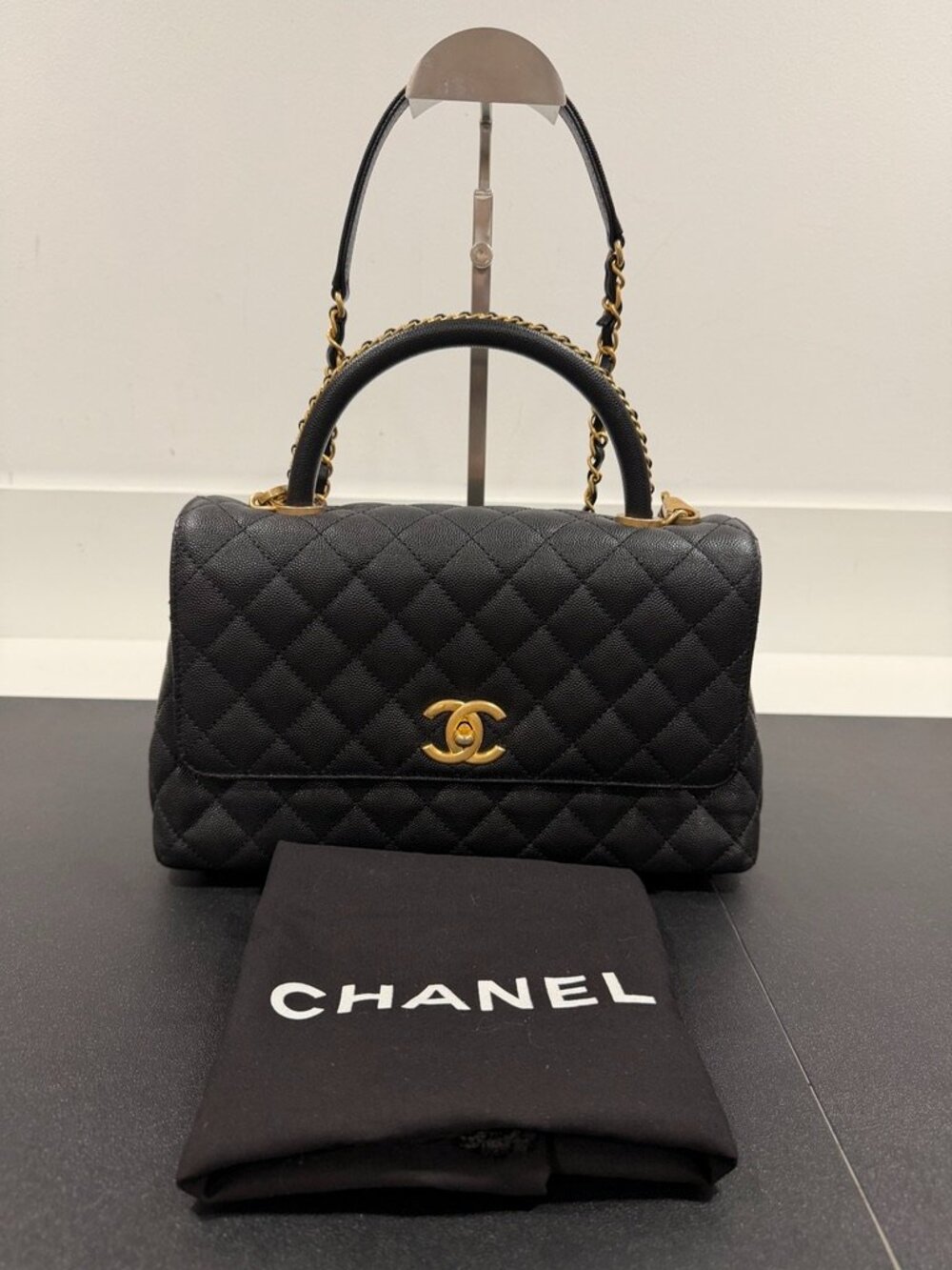 Chanel Small Coco Handle Hand/Shoulder Bag with Gold Etching on Handle (JB1584)